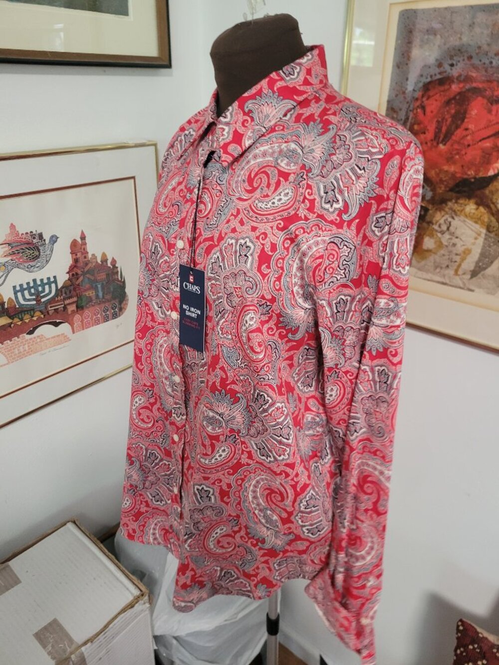 NWT Chaps XL Paisley Print Shirt No Iron - Picture 4 of 5